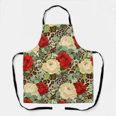 Luipaard & Rode Roos Patroon - Chic Bloemendier Schort (Voorkant)