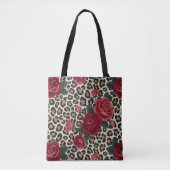 Luipaard Rode Rozen Patroon Tote Bag (Voorkant)