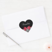Luipaard Rode Strik Naam Hart Sticker (Envelop)