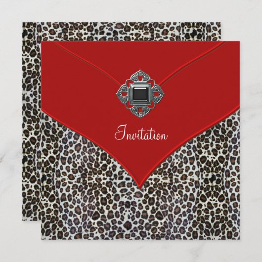 Luipaard Rood All Occasion Feest Evenement Kaart (Voorkant / Achterkant)