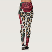 Luipaard Rood Rozen Patroon Leggings (Achterkant)