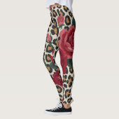 Luipaard Rood Rozen Patroon Leggings (Links)