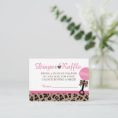 Luipaard & Roze Baby Luier Raffle Insert Kaarten (Staand voorkant)