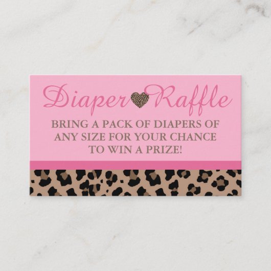 Luipaard & Roze Baby Luier Raffle Insert Kaarten (Voorkant)