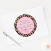 Luipaard & Roze Baby shower Kaarsengebed Ronde Sticker (Envelop)