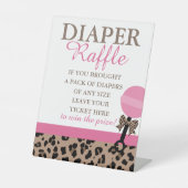 Luipaard & Roze Baby shower Luier Raffle Display Reclamebord Met Voetstuk (Voorkant)