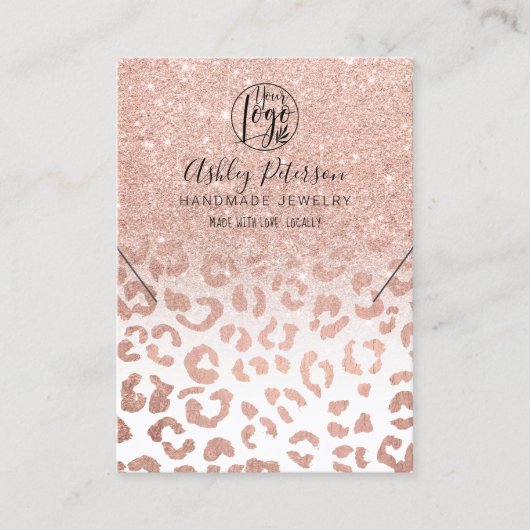 Luipaard roze gouden logo sieraden oorbel halskett visitekaartje (Voorkant)