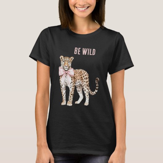 Luipaard Roze Strik T-shirt (Voorkant)