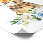 Luipaard, Safari, Jungle, Blauwe Bloemen, Jongens  Poster (Hoek)