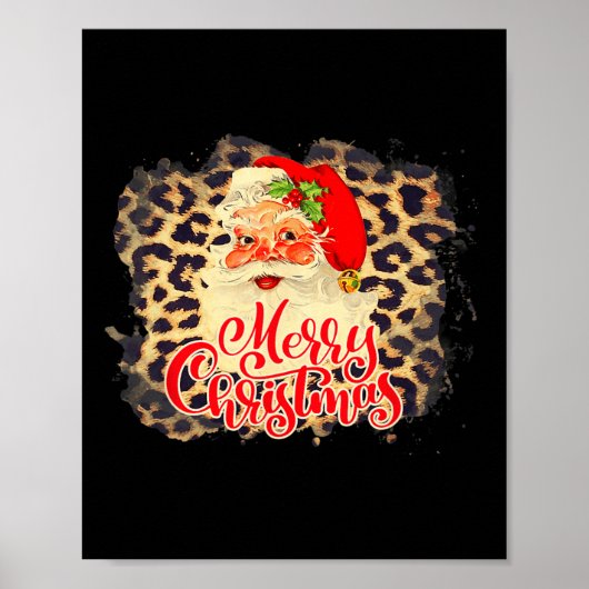 Luipaard  Santa Vrolijk Kerstfeest Sinterklaas Poster (Voorkant)