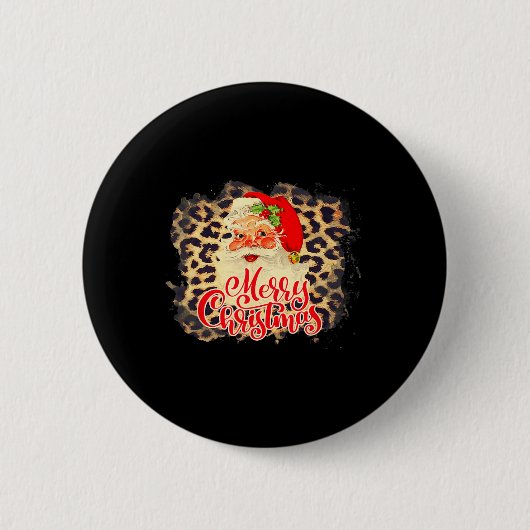 Luipaard  Santa Vrolijk Kerstfeest Sinterklaas Ronde Button 5,7 Cm (Voorkant)
