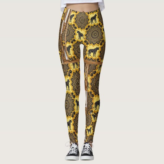 Luipaard schets fusiepatroon kunst leggings (Voorkant)