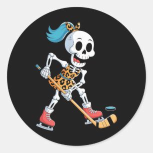 Luipaard Skelet IJshockey Halloween Kostuum Vrouwe Ronde Sticker