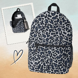 Luipaard Skin Denim Grijs Blauw Patroon -  Bedrukte Rugzak