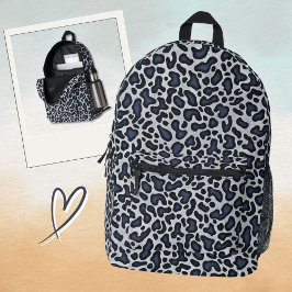 Luipaard Skin Denim Grijs Blauw Patroon -  Bedrukte Rugzak