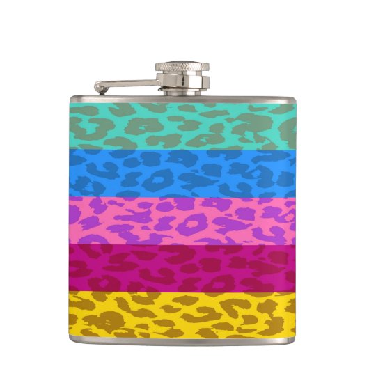 Luipaard Skin Retro Patroon 9 Heupfles (Voorkant)