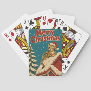 Luipaard Sneeuw Dak Dier Kerstmis Pokerkaarten