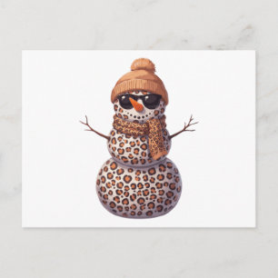 Luipaard Sneeuwman Kerst Zonnebril Beanie Kerstmis Feestdagenkaart