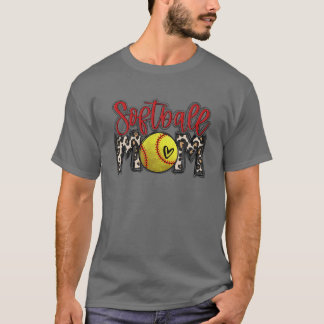 Luipaard Softbal Moeder Softbal Game Dag Vibes Moe T-shirt