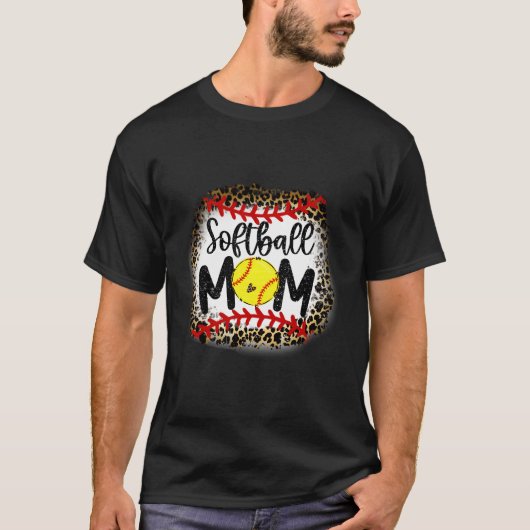 Luipaard Softbal Moeder Softbal Moeder T-shirt (Voorkant)