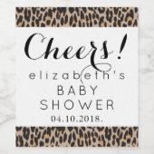 Luipaard, spuiten, bruine luipaard, Baby shower Wijn Etiket (Enkel label)