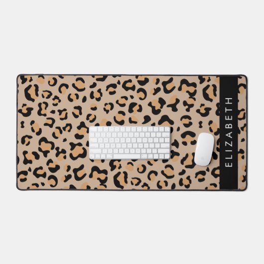 Luipaard, spuiten, bruine luipaard, Jouw naam Bureaumat (Keyboard & Muis)
