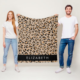 Luipaard, spuiten, bruine luipaard, Jouw naam Fleece Deken