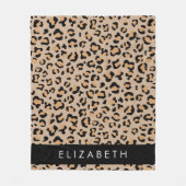 Luipaard, spuiten, bruine luipaard, Jouw naam Fleece Deken (Voorkant)