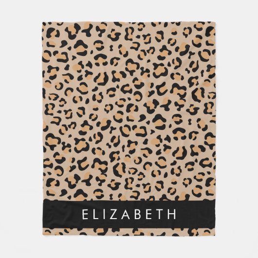 Luipaard, spuiten, bruine luipaard, Jouw naam Fleece Deken (Voorkant)