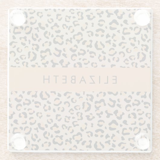 Luipaard, spuiten, bruine luipaard, Jouw naam Glazen Onderzetter (Achterkant)