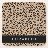 Luipaard, spuiten, bruine luipaard, Jouw naam Kartonnen Onderzetters (Voorkant)