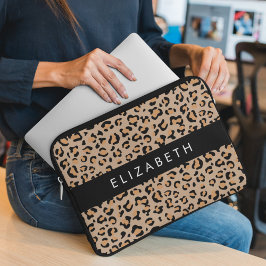 Luipaard, spuiten, bruine luipaard, Jouw naam Laptop Sleeve