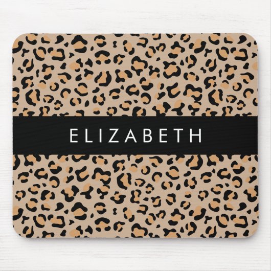 Luipaard, spuiten, bruine luipaard, Jouw naam Muismat (Voorkant)