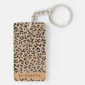 Luipaard, spuiten, bruine luipaard, Jouw naam Sleutelhanger (achterkant)