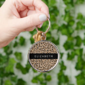 Luipaard, spuiten, bruine luipaard, Jouw naam Sleutelhanger (Hand)