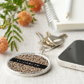 Luipaard, spuiten, bruine luipaard, Jouw naam Sleutelhanger (Zijkant)