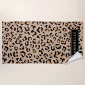 Luipaard, spuiten, bruine luipaard, Jouw naam Strandlaken (Voorkant)