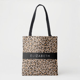 Luipaard, spuiten, bruine luipaard, Jouw naam Tote Bag
