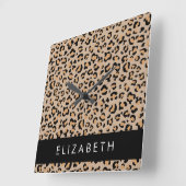 Luipaard, spuiten, bruine luipaard, Jouw naam Vierkante Klok (Hoek)