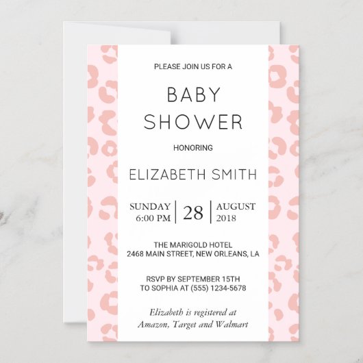 Luipaard, spuiten, roze luipaard, Baby shower Magnetische Uitnodiging (Voorkant)
