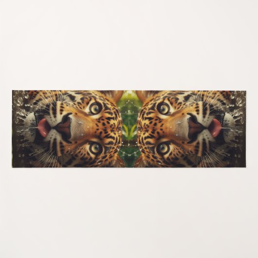 Luipaard staart terwijl hij water in Oerwoud lapt Yogamat (Voorkant (horizontaal))