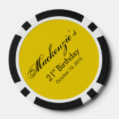 Luipaard Stiletto 21e verjaardag geel zwart Poker Chips (Achterkant)