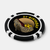 Luipaard Stiletto 21e verjaardag geel zwart Poker Chips (Enkel)