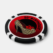Luipaard Stiletto 50ste verjaardag rood zwart Poker Chips (Enkel)