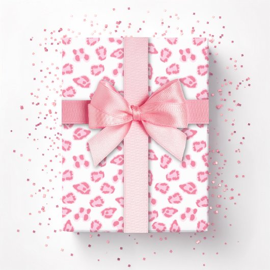 Luipaard Stip in Roze Cadeaupapier