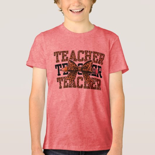 Luipaard Strik Leraar School Potlood Lief Klasseng Tri-Blend Shirt (Voorkant)