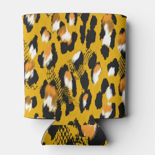 Luipaard Textuur Dier Print Achtergrond Blikjeskoeler (Achterkant)