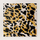 Luipaard textuur: goud barok patroon. legpuzzel (Horizontaal)