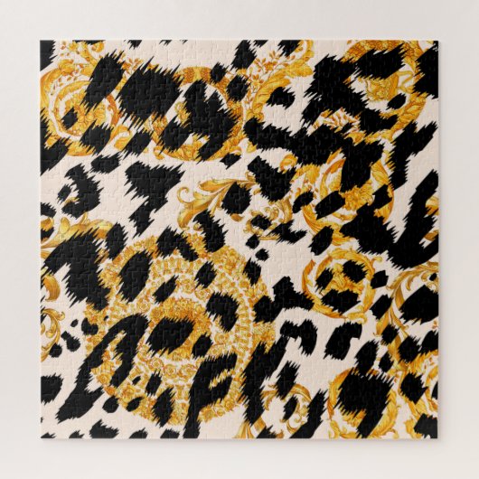 Luipaard textuur: goud barok patroon. legpuzzel (Verticaal)