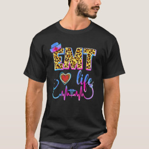 Luipaard Tie Dye Emt Leven Stethoscoop Luipaard Ve T-shirt